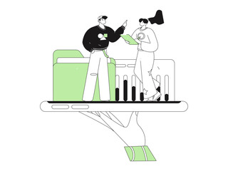 Flat vector illustration of business people operating work scene
