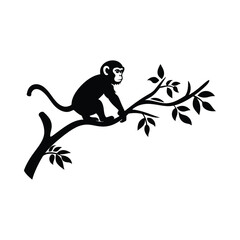 Branch with monkey minimalist silhouette design