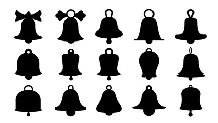set of bell silhouette vector on white background