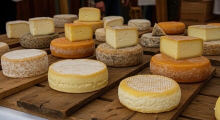Variety of Cheese on Wooden Boards (Photo)