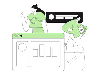 Flat vector illustration of business people operating work scene

