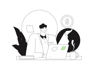 Flat vector illustration of business people operating work scene
