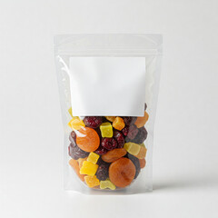 white blank dried fruit pouch product packaging mock up