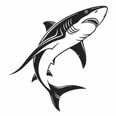 Shark vector silhouette black design white background