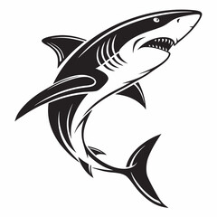Shark vector silhouette black design white background