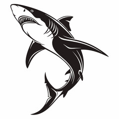 Shark vector silhouette black design white background