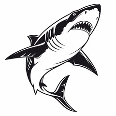 Shark vector silhouette black design white background