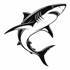 Obraz premium Shark vector silhouette black design white background