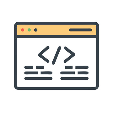 Code Editor Icon Representing Web Development and Interactive Programming Environment