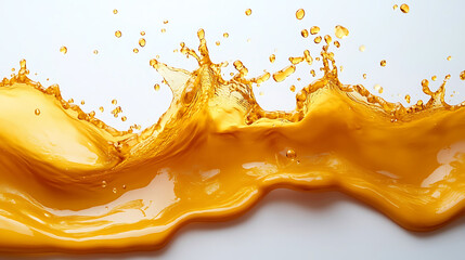Refreshing burst of orange juice isolated on white background featuring dynamic splash and droplets perfect for beverage concepts