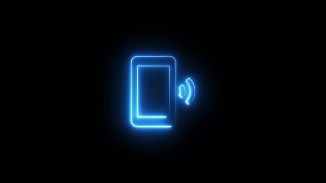 Mobile phone sound off icon animation with blue colo