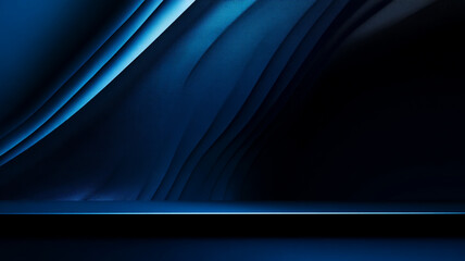 Dark Futuristic Landscape with Blue Light Trails