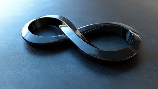 Glossy Black Infinity Symbol on a Smooth Surface Capturing Timeless Concepts and Endless Possibilities