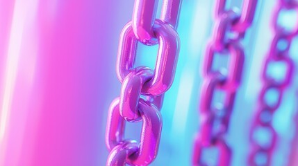 Abstract, glowing, vibrant chains in neon light
