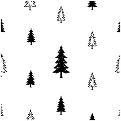 Obraz premium Hand-Drawn Monochrome Pine Tree Pattern Design
