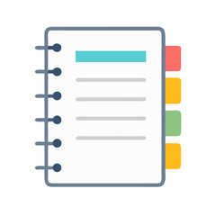 Notebook with Tabs Icon Representing Organized Note-taking and Information Management