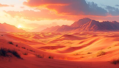 Desert sunrise landscape panorama