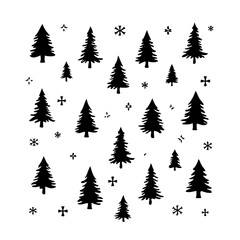 Obraz premium Winter Forest Silhouette Pattern Background Vector