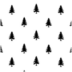 Obraz premium Monochrome evergreen tree pattern, seamless design