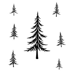 Silhouette Trees Arrangement, Vector Illustration