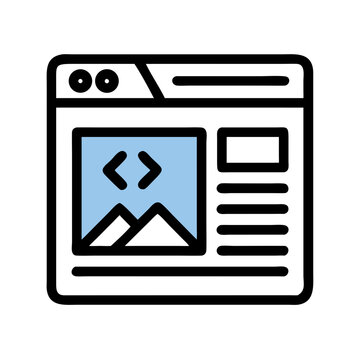 Web Code with Image Icon Representing Front-End Development and Visual Design