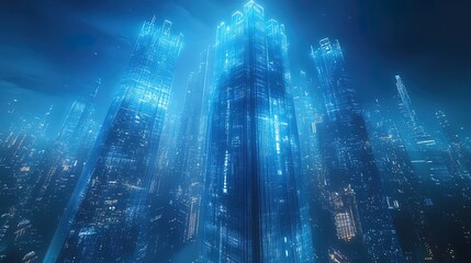 Naklejka premium Futuristic Cityscape at Night
