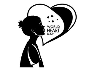 A child walks through a world of love and nature. A black and white silhouette illustration depicts a child walking through a heart-shaped world graphic, surrounded by a stylized tree.