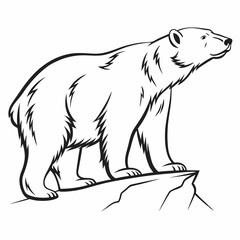 Simple a Bear line art vector design white background