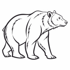 Simple a Bear line art vector design white background
