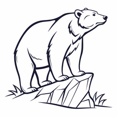 Simple a Bear line art vector design white background