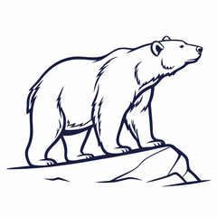 Simple a Bear line art vector design white background