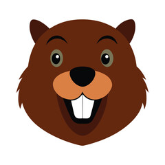 beaver head vector art illustration