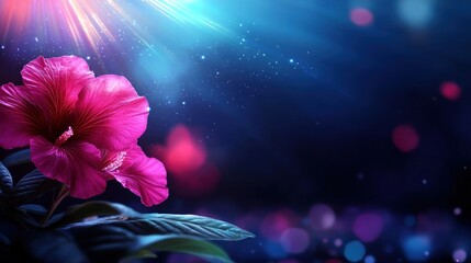 Magical Night Blooming Hibiscus in Mystical Garden Setting