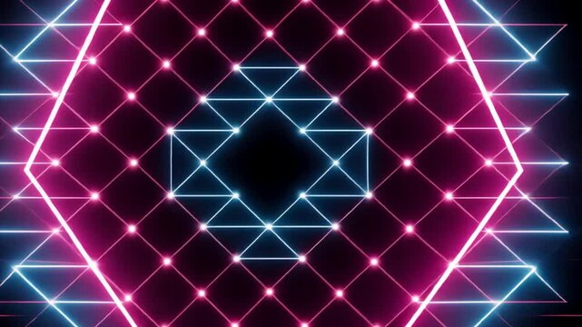 abstract colorful futuristic glowing neon lines animation background, 4k seamless vj loop backdrop video as technology corporate messages concept, wave motion lights, glow