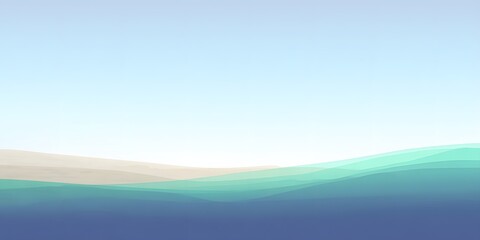 Fototapeta premium Abstract Coastal Symphony: A serene coastal scene with subtle gradient, capturing the essence of ocean meeting sky, creating a minimalist yet evocative landscape.
