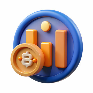 Bitcoin analysis depicted in a focused 3D icon for cryptocurrency trends and digital investment tracking
