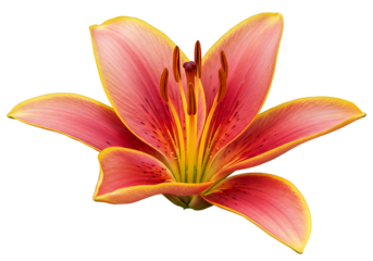 White lily flower in bloom, isolated on transparent background