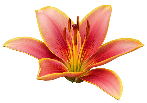 White lily flower in bloom, isolated on transparent background