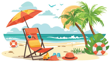 Summer Vacation Concept Illustration over White Background - Vector Art
