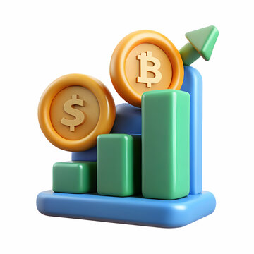 Bitcoin growth analysis displayed in a detailed 3D icon for crypto trends and digital asset expansion
