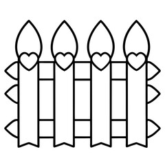 Heart-Themed Garden Fence Line Art Design
