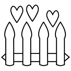 Heart-Themed Garden Fence Line Art Design