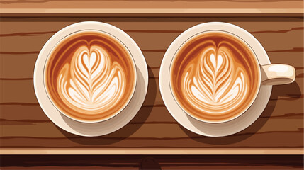 Tray with Tasty Aromatic Coffee Cups on Wooden Table