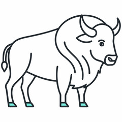 Simple a Bison line art vector white background