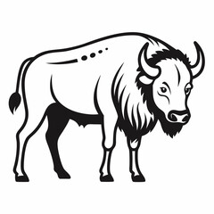 Simple a Bison line art vector white background
