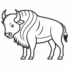 Simple a Bison line art vector white background