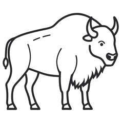 Simple a Bison line art vector white background