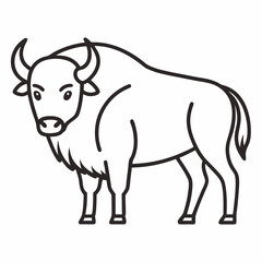 Simple a Bison line art vector white background