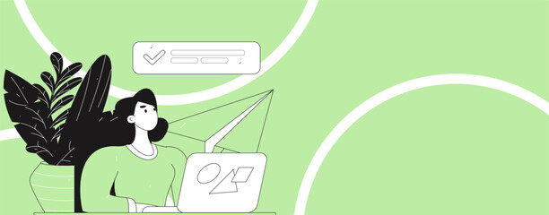 Flat vector illustration of business people operating work scene
