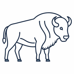 Simple a Bison line art vector white background